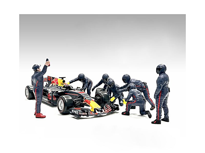 Rapid Vehicles Formula One F1 Pit Crew 7 Figure Set Team Blue Release III for 1/18 Scale Models...