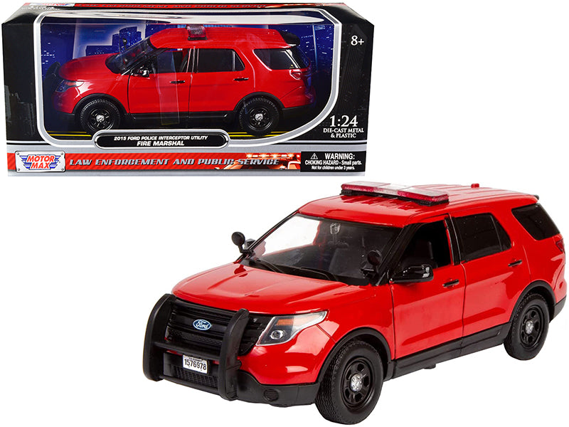 Rapid Vehicles 2015 Ford Police Interceptor Utility "Fire Marshal" Plain Red 1/24 Diecast Model...