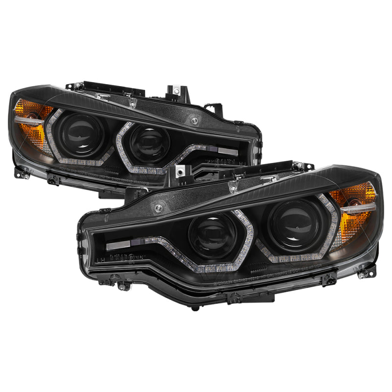 FR SPORT Spyder 12-14 BMW F30 3 Series 4DR Projector Headlights - LED DRL - Black...