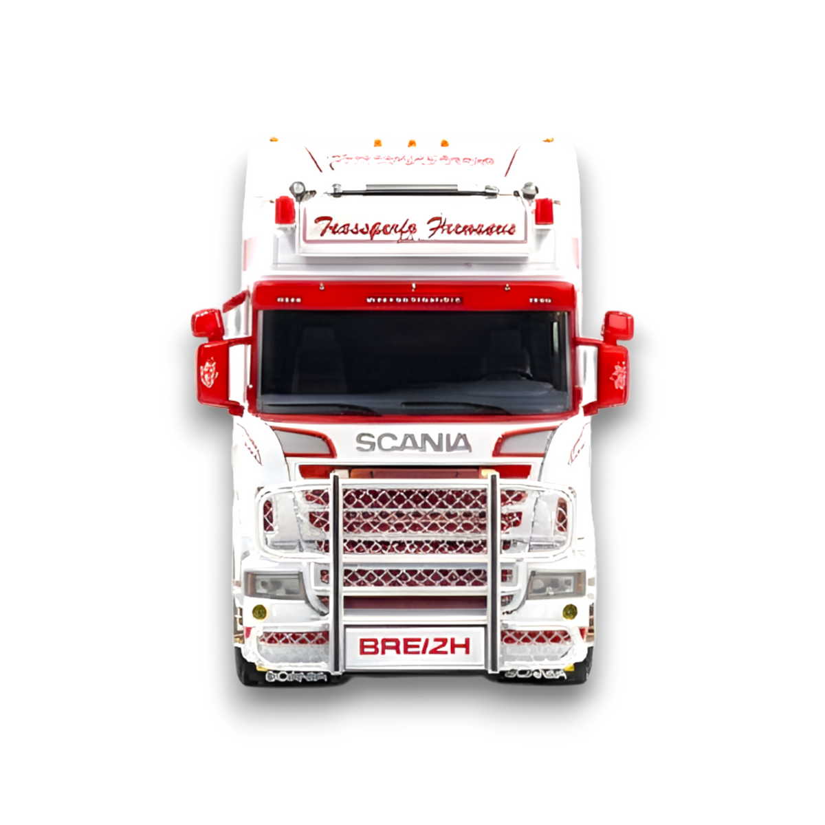 Flame Scania Car Carrier Transport Truck Red White 1:64 - Limited to 299 Pcs