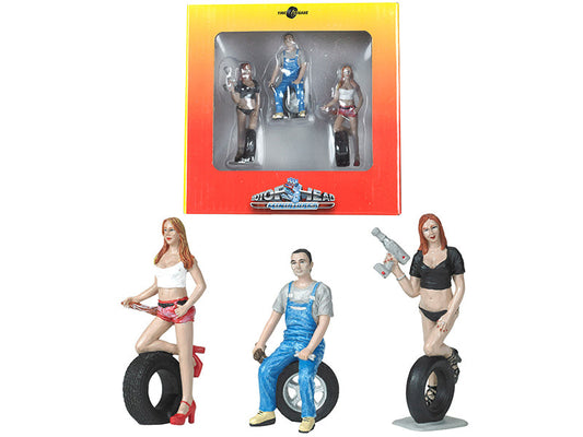 Rapid Vehicles Andie, Derek and Michele Tire Brigade 3 piece Figurine Set 1/24 by Motorhead...