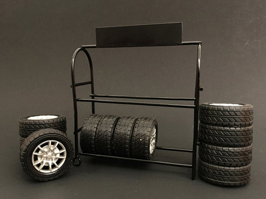 Rapid Vehicles Metal Tire Rack with Rims and Tires for 1/24 Scale Models by American Diorama ...