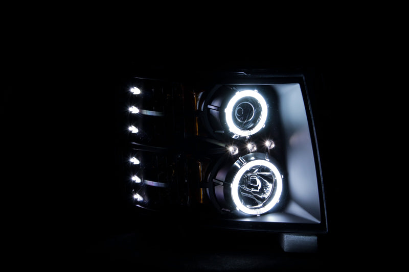 Anzo 2007-2013 Chevrolet Silverado 1500 Projector Headlights w/ Halo Black