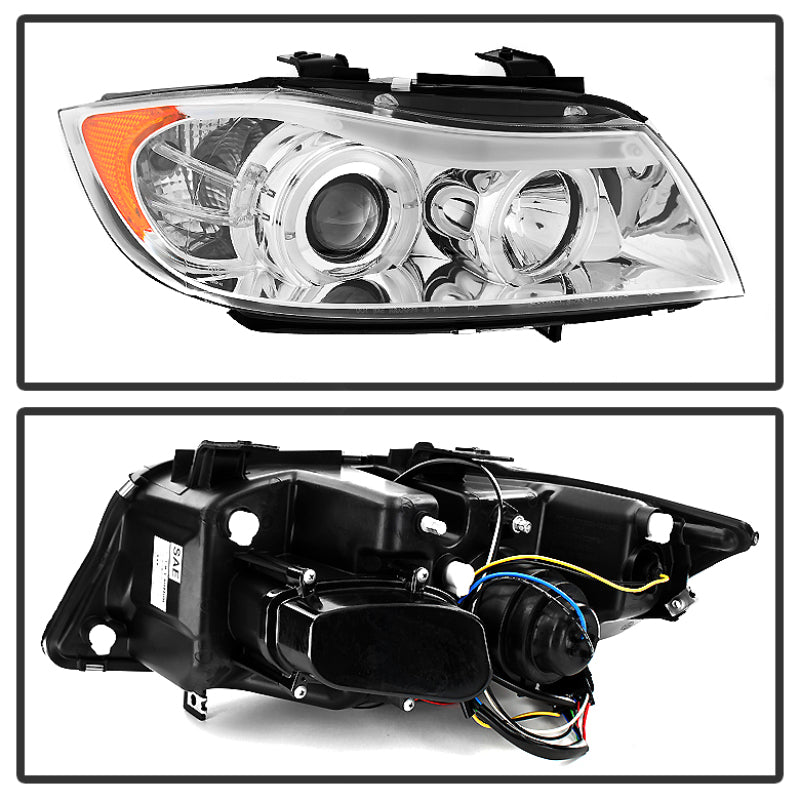 FR SPORT Spyder BMW E90 3-Series 06-08 Projector LED Halo Amber Reflctr Rplc Bulb Chrm...