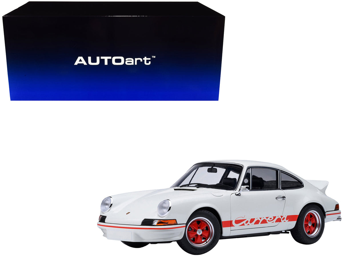 Rapid Vehicles Porsche 911 Carrera 2.7 RS Grand Prix White with Red Stripes and Wheels 1/18 Model...