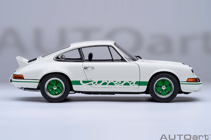 AUTOart Porsche 911 Carrera 2.7 RS Grand Prix White w/ Green Deco and Wheels 1:18