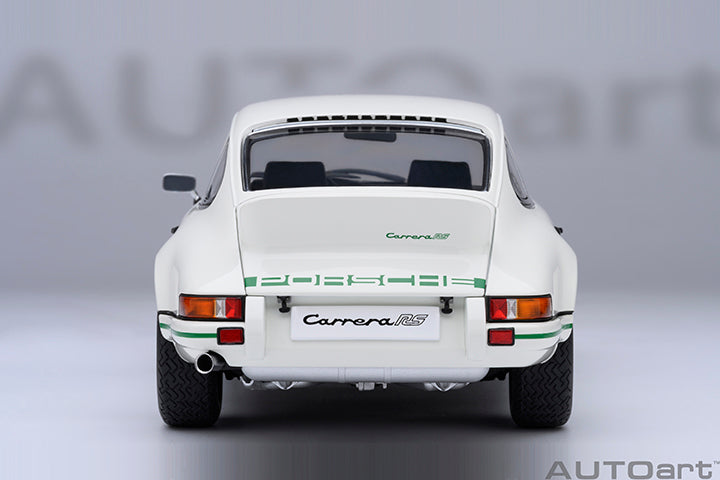 AUTOart Porsche 911 Carrera 2.7 RS Grand Prix White w/ Green Deco and Wheels 1:18