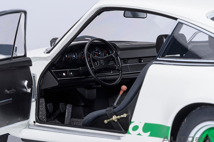 AUTOart Porsche 911 Carrera 2.7 RS Grand Prix White w/ Green Deco and Wheels 1:18
