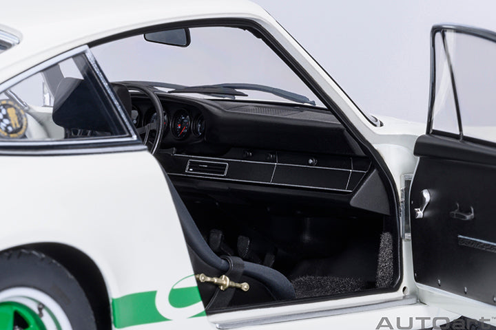 AUTOart Porsche 911 Carrera 2.7 RS Grand Prix White w/ Green Deco and Wheels 1:18