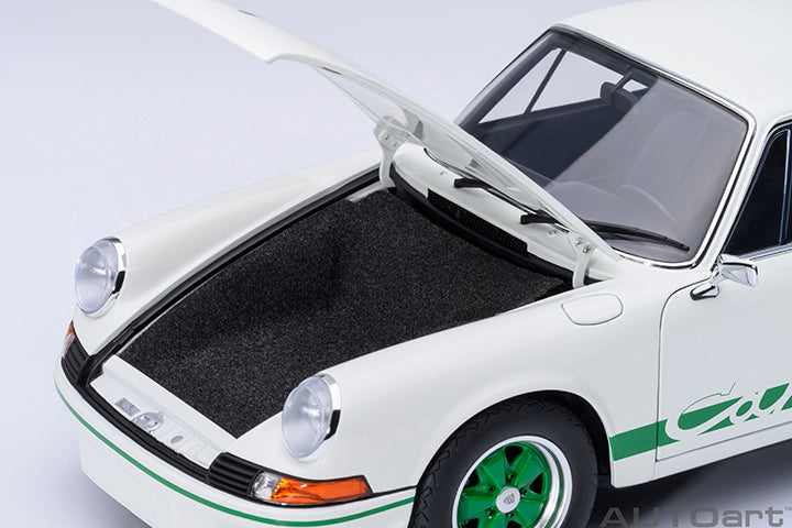 AUTOart Porsche 911 Carrera 2.7 RS Grand Prix White w/ Green Deco and Wheels 1:18