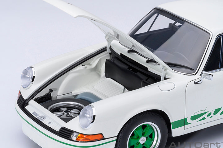 AUTOart Porsche 911 Carrera 2.7 RS Grand Prix White w/ Green Deco and Wheels 1:18