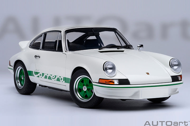AUTOart Porsche 911 Carrera 2.7 RS Grand Prix White w/ Green Deco and Wheels 1:18