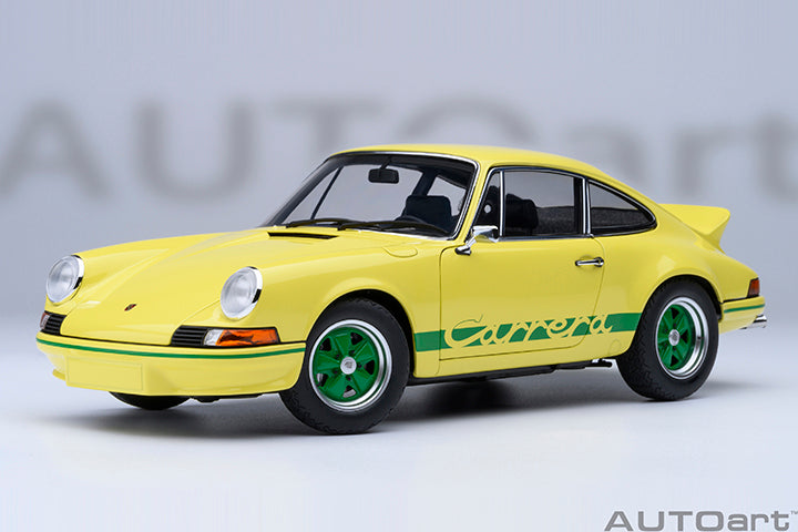 STM Diecast AUTOart Porsche 911 Carrera 2.7 RS Light Yellow w/ Green Deco and Wheels 1:18