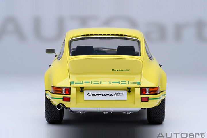 STM Diecast AUTOart Porsche 911 Carrera 2.7 RS Light Yellow w/ Green Deco and Wheels 1:18 - View 6