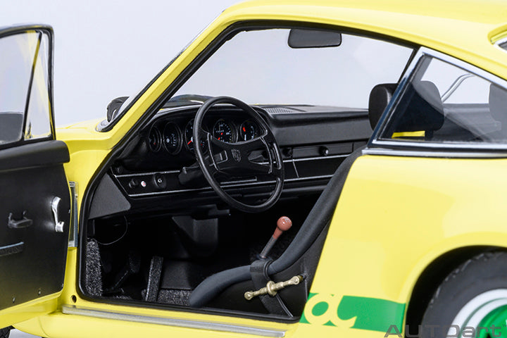 STM Diecast AUTOart Porsche 911 Carrera 2.7 RS Light Yellow w/ Green Deco and Wheels 1:18 - View 9