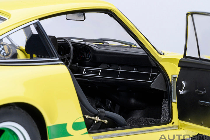 STM Diecast AUTOart Porsche 911 Carrera 2.7 RS Light Yellow w/ Green Deco and Wheels 1:18 - View 10