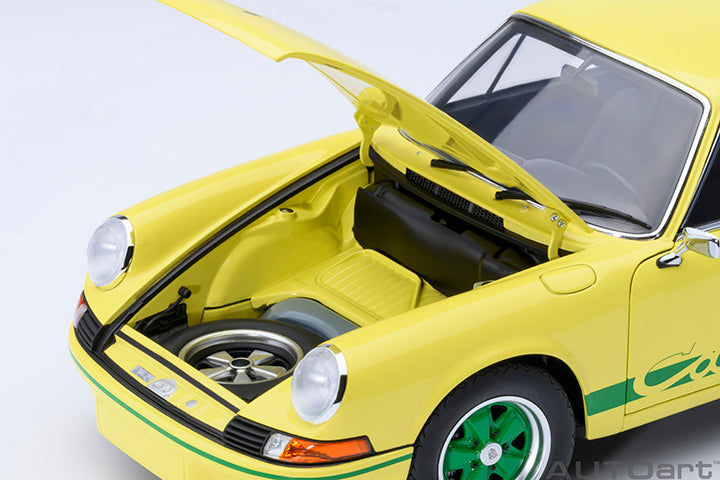 AUTOart Porsche 911 Carrera 2.7 RS Light Yellow w/ Green Deco and Wheels 1:18