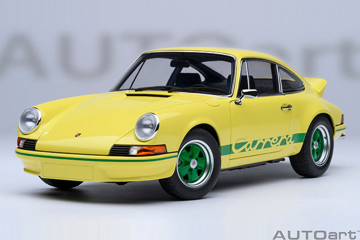 AUTOart Porsche 911 Carrera 2.7 RS Light Yellow w/ Green Deco and Wheels 1:18