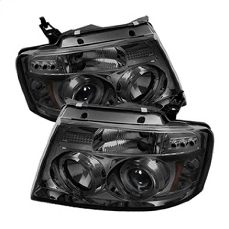 FR SPORT Spyder Ford F150 04-08 Projector Headlights Version 2 LED Halo LED Smke...