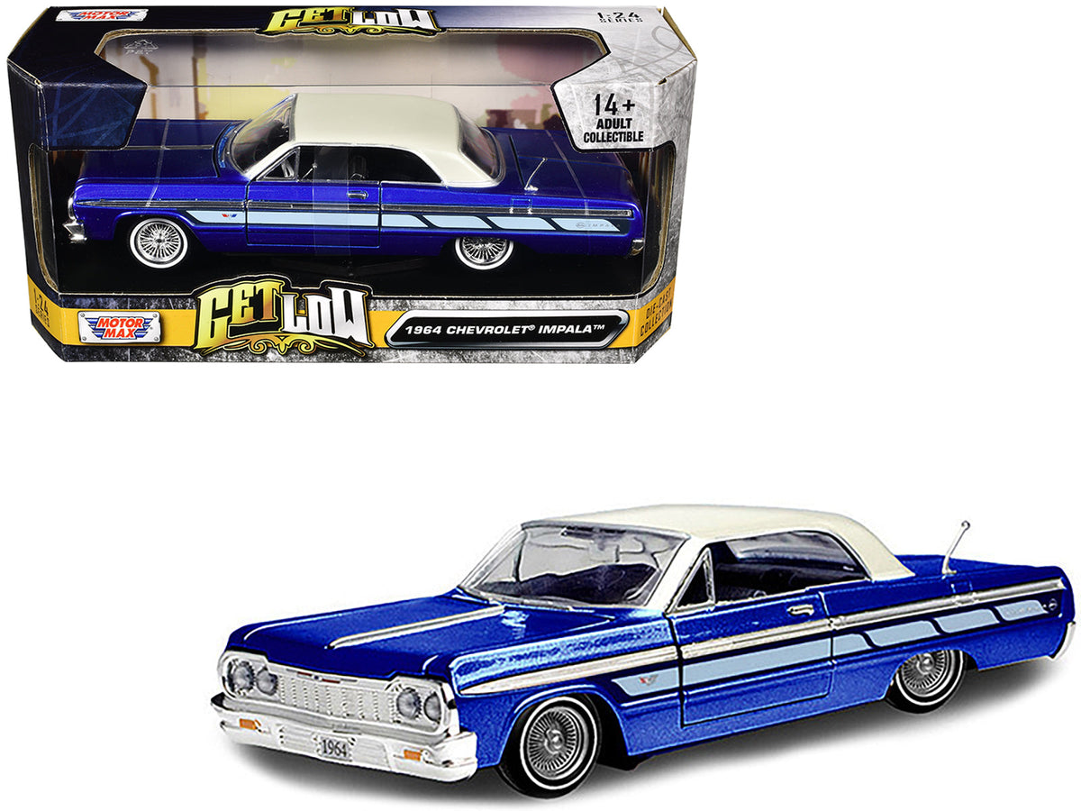 Rapid Vehicles 1964 Chevrolet Impala Lowrider Hard Top Candy Blue Metallic with Cream Top "Get...