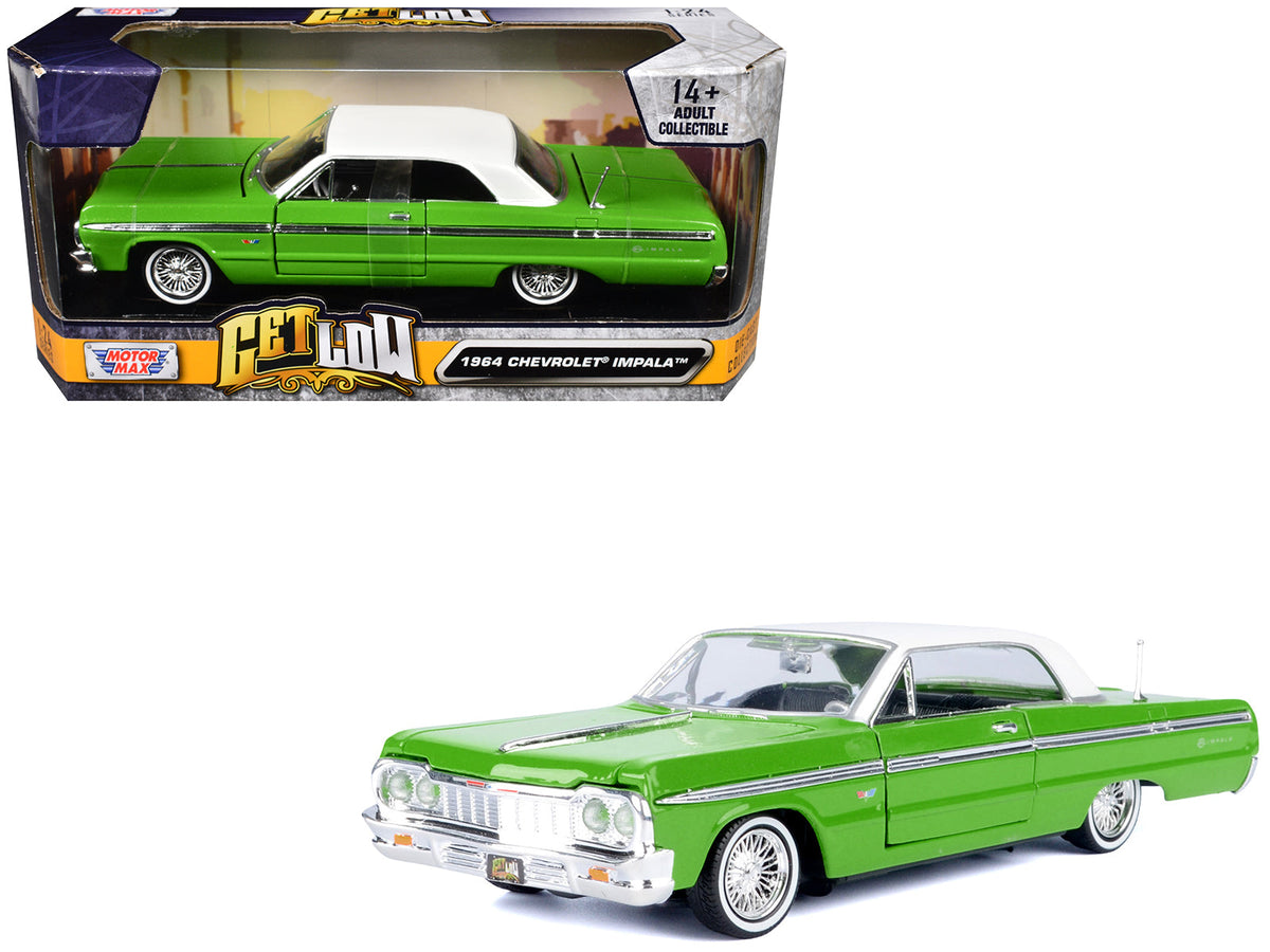 Rapid Vehicles 1964 Chevrolet Impala Lowrider Hard Top Green with White Top "Get Low" Series 1/24...