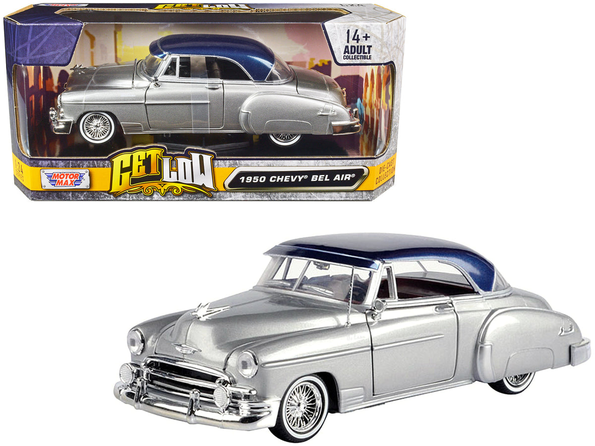 Rapid Vehicles 1950 Chevrolet Bel Air Lowrider Silver Metallic with Blue Metallic Top "Get Low"...