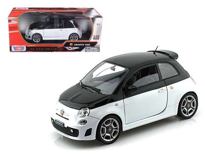 Rapid Vehicles Fiat Abarth 500 White and Black 1/18 Diecast Model Car by Motormax  free shipping...