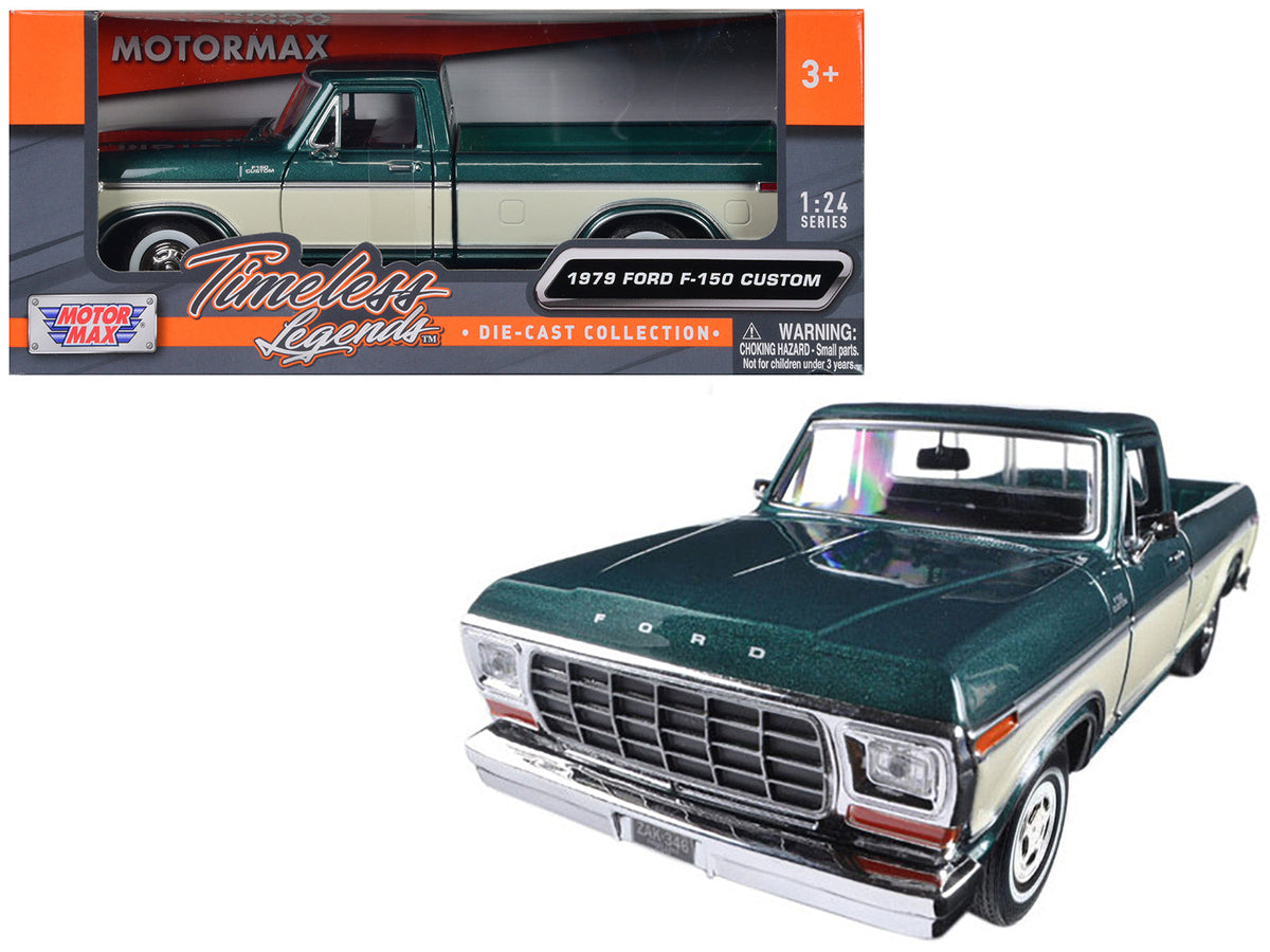Rapid Vehicles 1979 Ford F-150 Pickup Truck Green Metallic and Cream 1/24 Diecast Model Car by...