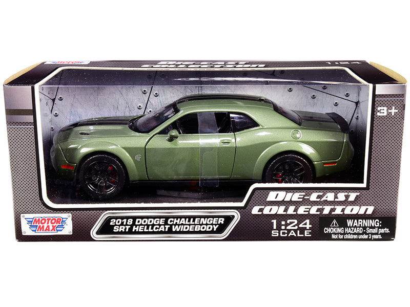 Rapid Vehicles 2018 Dodge Challenger SRT Hellcat Widebody Green Metallic with Black Stripes 1/24...