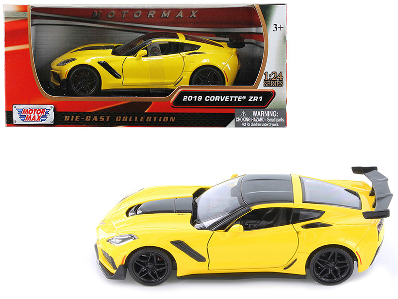 Rapid Vehicles 2019 Chevrolet Corvette ZR1 Yellow with Black Accents 1/24 Diecast Model Car by...