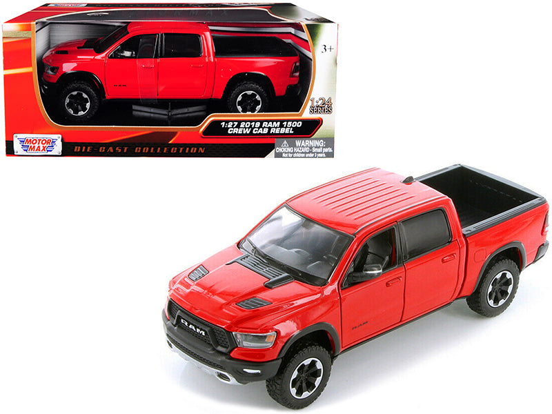 Rapid Vehicles 2019 RAM 1500 Rebel Crew Cab Pickup Truck Red 1/24 Diecast Model Car by Motormax ...