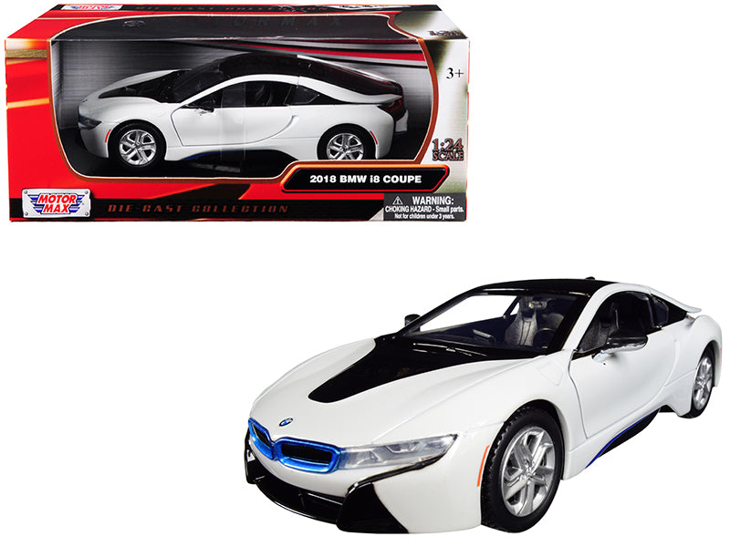 Rapid Vehicles 2018 BMW i8 Coupe Metallic White with Black Top 1/24 Diecast Model Car by Motormax...