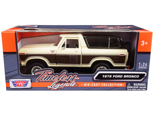 Rapid Vehicles 1978 Ford Bronco Ranger XLT with Spare Tire Cream and Brown with Black Camper...