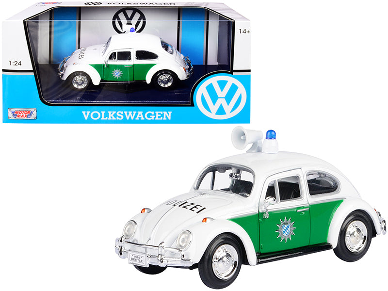 Rapid Vehicles 1966 Volkswagen Beetle German Police Car White and Green 1/24 Diecast Model Car by...