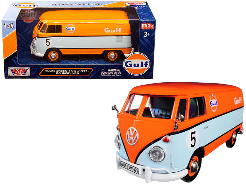 Rapid Vehicles Volkswagen Type 2 (T1) Delivery Van #5 "Gulf" Orange and Light Blue 1/24 Diecast...
