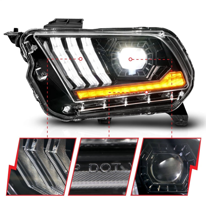 FR SPORT ANZO 10-14 Ford Mustang LED Projector Headlights w/Sequential Light Tube (NON HID...