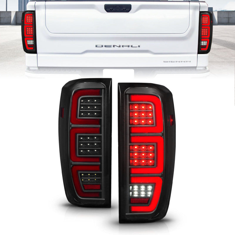 ANZO 19-23 GMC Sierra 1500/2500HD/3500HD Smoke Black Replacement Full LED Bar Tail Light 311460