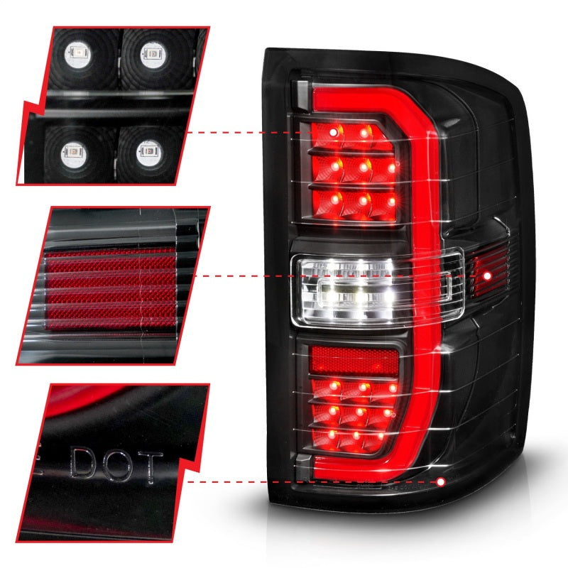 FR SPORT ANZO 14-18 GMC Sierra 1500 Full LED Taillights Black Housing Clear Lens (w/C Light Bars)...