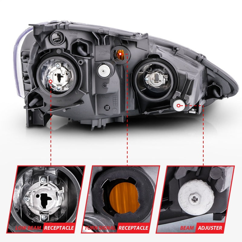 FR SPORT Anzo 2002-2004 Acura Rsx Crystal Headlights Black - View 6