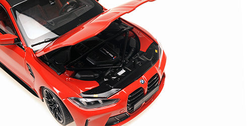 Minichamps 2024 BMW M4 Coupe (G82) w/ Black Carbon Roof Toronto Red Metallic 1:18