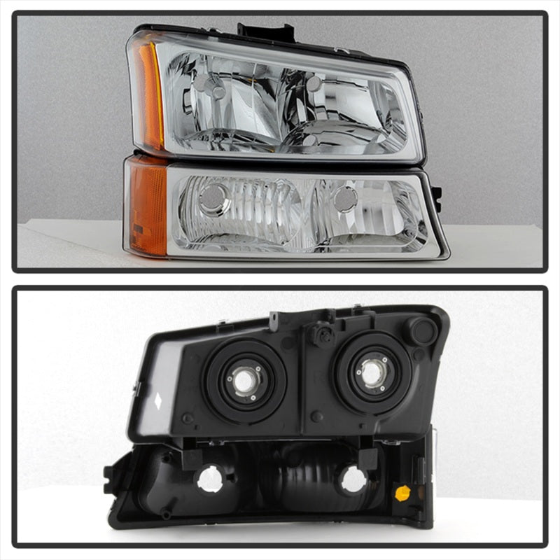 FR SPORT SPYDER Xtune Chevy Silverado 2500HD 03-06 Crystal Headlights w/ Bumper Lights Chrome...