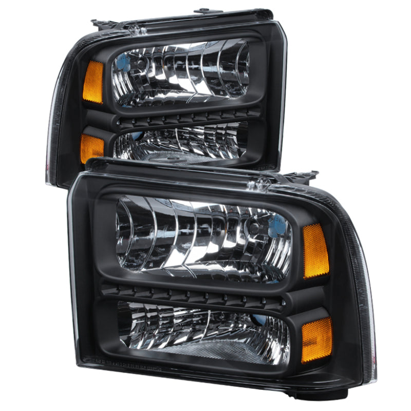FR SPORT SPYDER Xtune Ford F250/350/450 Super Duty 05-07 Crystal Headlights w/ LED Black...
