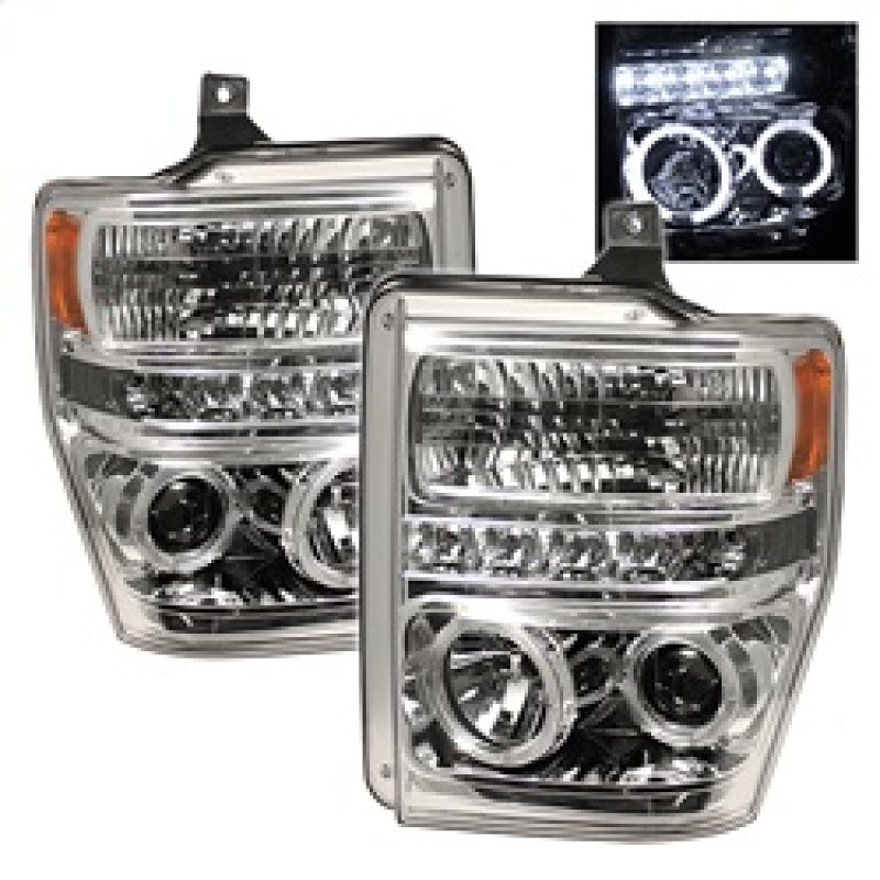 FR SPORT Spyder Ford F250/350/450 Super Duty 08-10 Projector Headlights LED Halo LED Chrm...