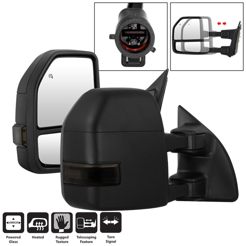 FR SPORT SPYDER xTune 99-07 Ford Super Duty Heated LED Signal Power Mirrors - Smk (Pair)...
