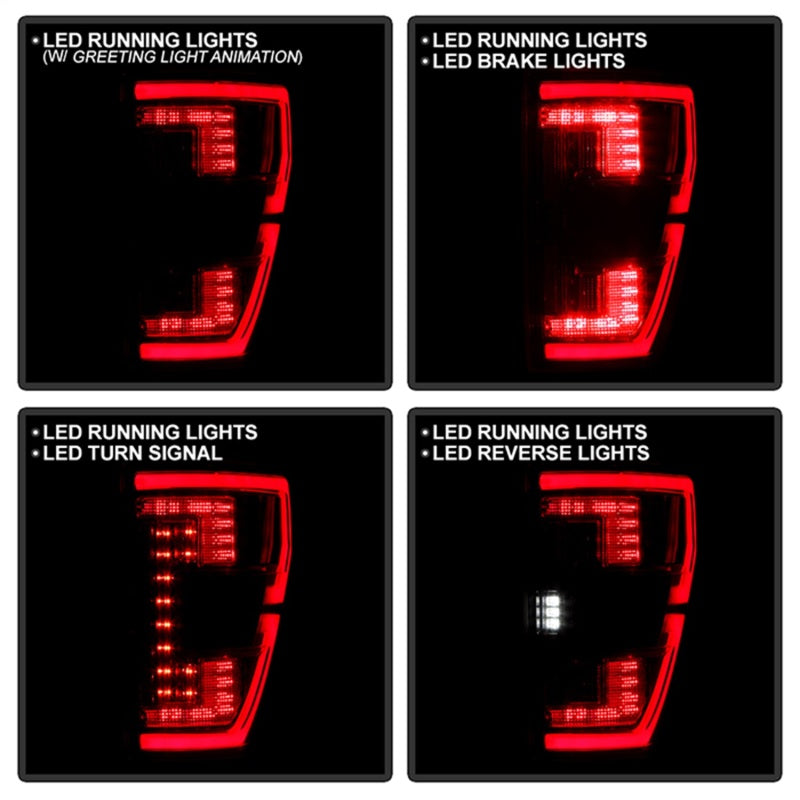 SPYDER 21-23 Ford F150 (Halogen w/ Blind Spot) Full LED Tail Lights - Black (ALT-YD-FF15021HALBS-BK) 5088789