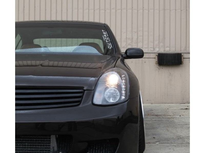 FR SPORT Spyder Infiniti G35 03-04 4DR Projector Halogen - LED Halo DRL Blk High H4...