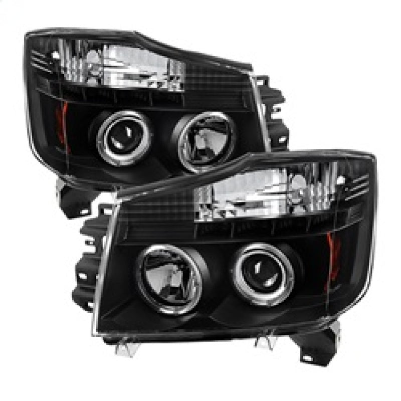 FR SPORT Spyder Nissan Titan 04-14/Armada 04-07 Projector Headlights LED Halo LED Blk...