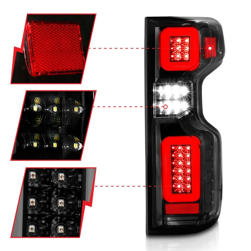 ANZO 19-21 Chevy Silverado Full LED Tailights Black Housing Clear Lens G2 (w/C Light Bars) 311414