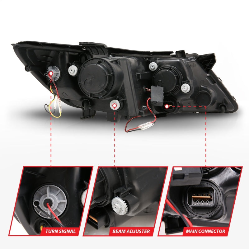 Anzo 2011-2013 Kia Optima Projector Headlights w/ Halo Black (CCFL)