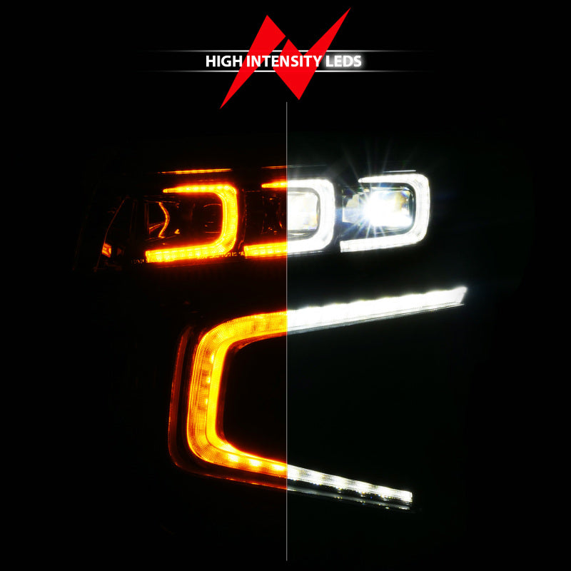 ANZO 21-23 Chevy Tahoe/Suburban LED Light Bar Style Headlights Black w/ Squential DRL (Right Side) 111636X-R